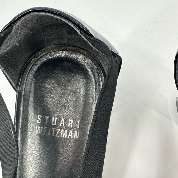 Stuart Weitzman Black Sandals 2" Heel Stretchy Straps Open Toe Womens 9 - Picture 3 of 11